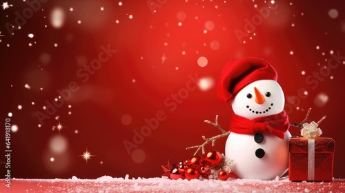 Christmas decoration with snowman. Generative AI © piai