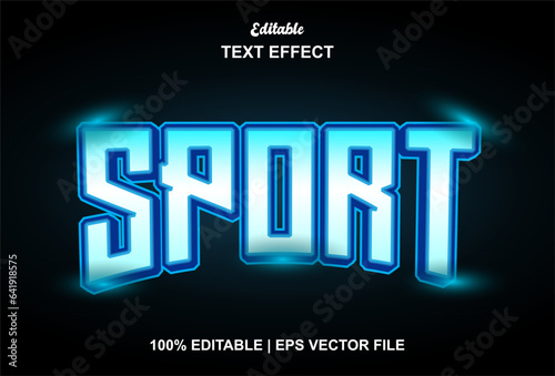 sport text effect with blue color graphic style and editable.