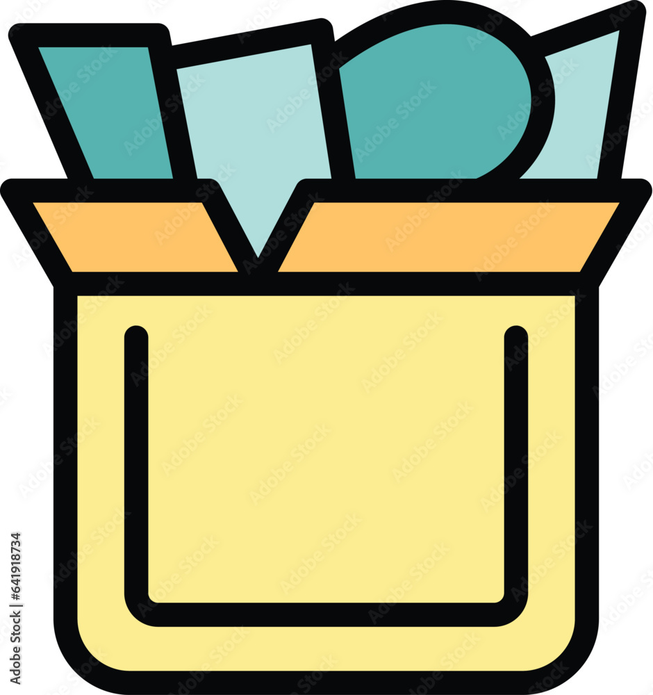 Donation box icon outline vector. Migrant people. Help family color flat Donation box icon outline vector. Migrant people. Help family color flat