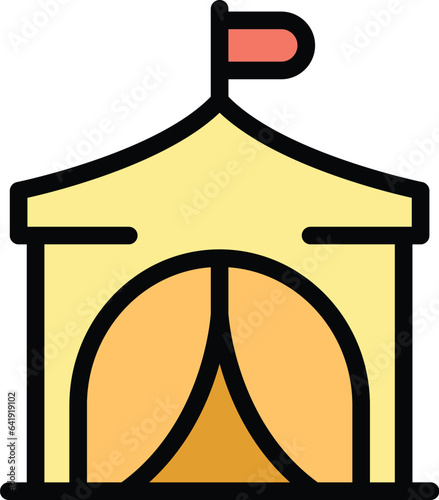 Refugee tent icon outline vector. Migrant people. War family color flat