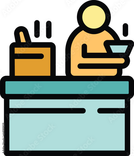 Refugee food icon outline vector. People migrant. War help color flat