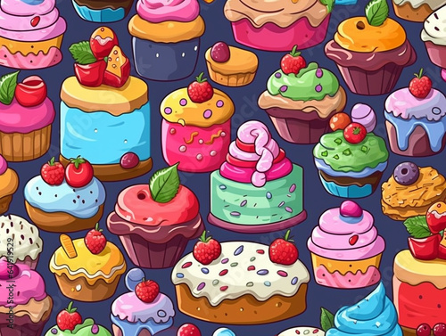 Birthday cake seamless pattern background illustration