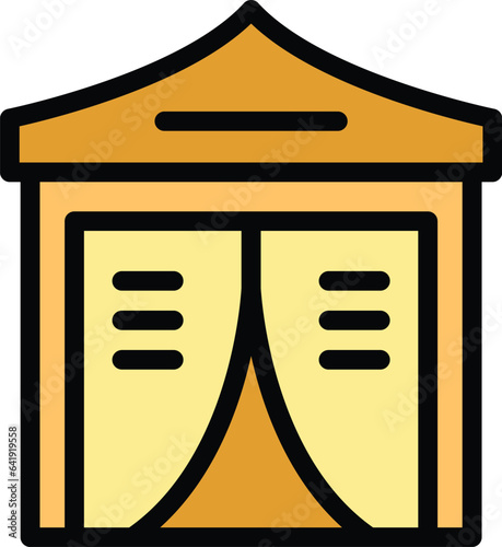 War tent icon outline vector. Migrant people. Family seeker color flat
