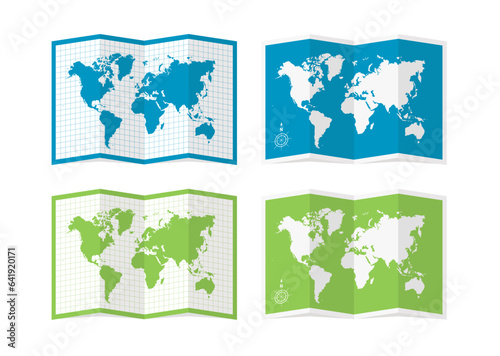 Vector illustration of four-fold world map