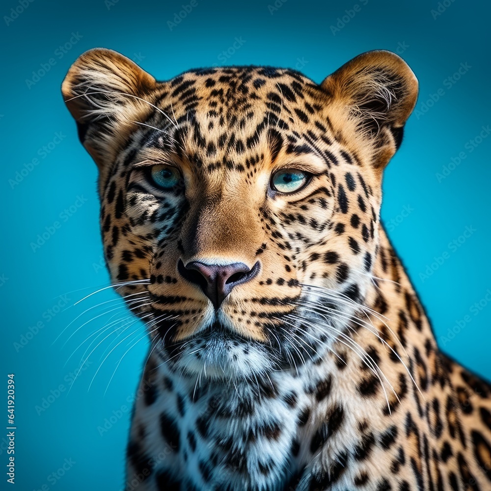 Naklejka premium leopard on a blue background