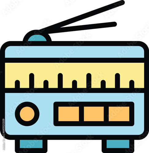 Radio news icon outline vector. Tv media. Camera report color flat