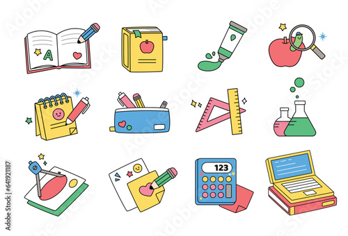 Back to school. A collection of cute educational objects.