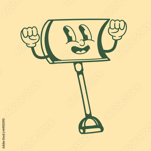 Vintage character design of a snow shovel