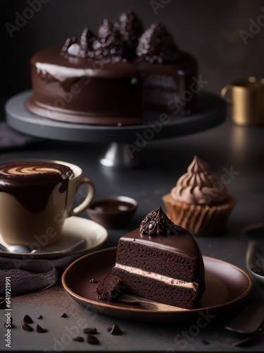 chocolate cake with coffee