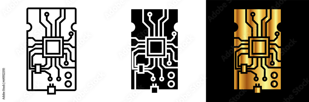 Obraz premium Circuit Board Icon, an icon representing a circuit board, symbolizing electronic components, connectivity, and the foundation of modern technology in various devices and systems.
