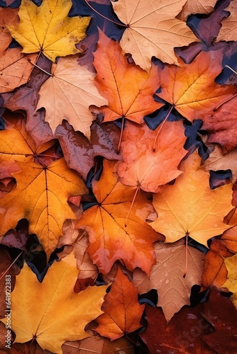 Generative AI   Red and Orange Autumn Leaves Background