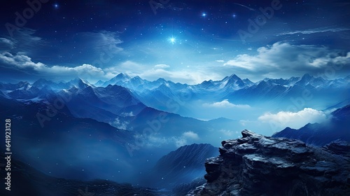 Scene of milky way and starry sky on high mountains in summer