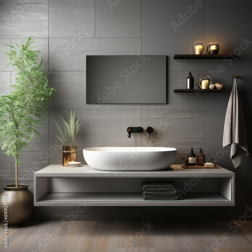 A sleek and minimalist bathroom interior  