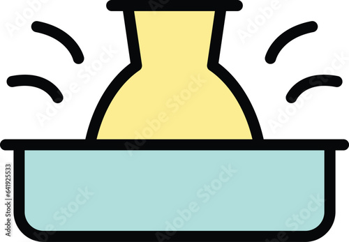Art pot icon outline vector. Ceramic class. Making school color flat
