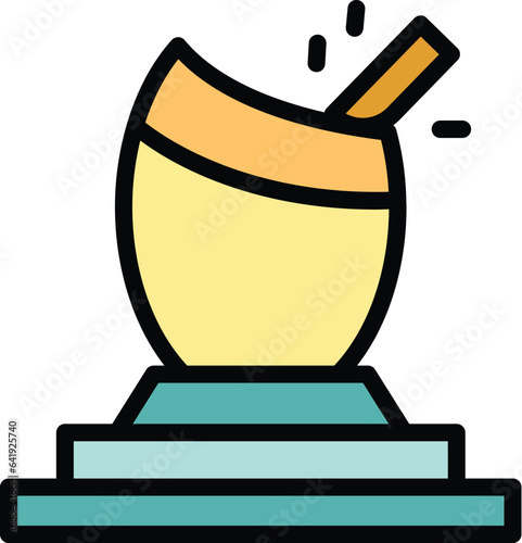 Make vase icon outline vector. Ceramic class. Craft card color flat