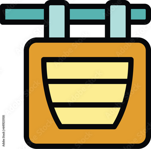 Class pottery banner icon outline vector. Ceramic art. Making school color flat