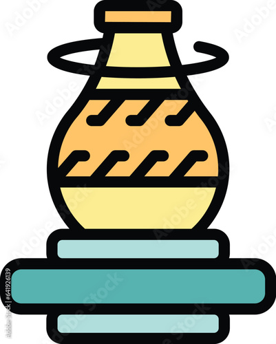 Class vase icon outline vector. Ceramic art. Making pot color flat