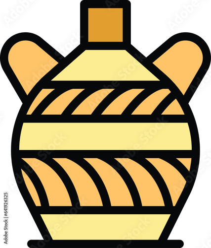 Ceramic pot icon outline vector. Art class. Family craft color flat