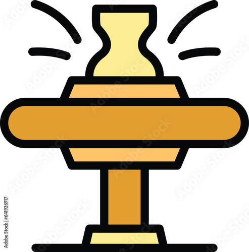 Vase pottery icon outline vector. Workshop class. Making education color flat