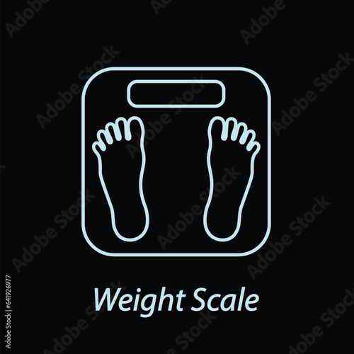 Weight scale outline icon flat vector isolated on black background. Gym icon. Workout supply. Fitness equipments symbol. Sport element.