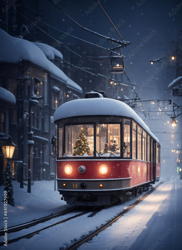 tram in the snow