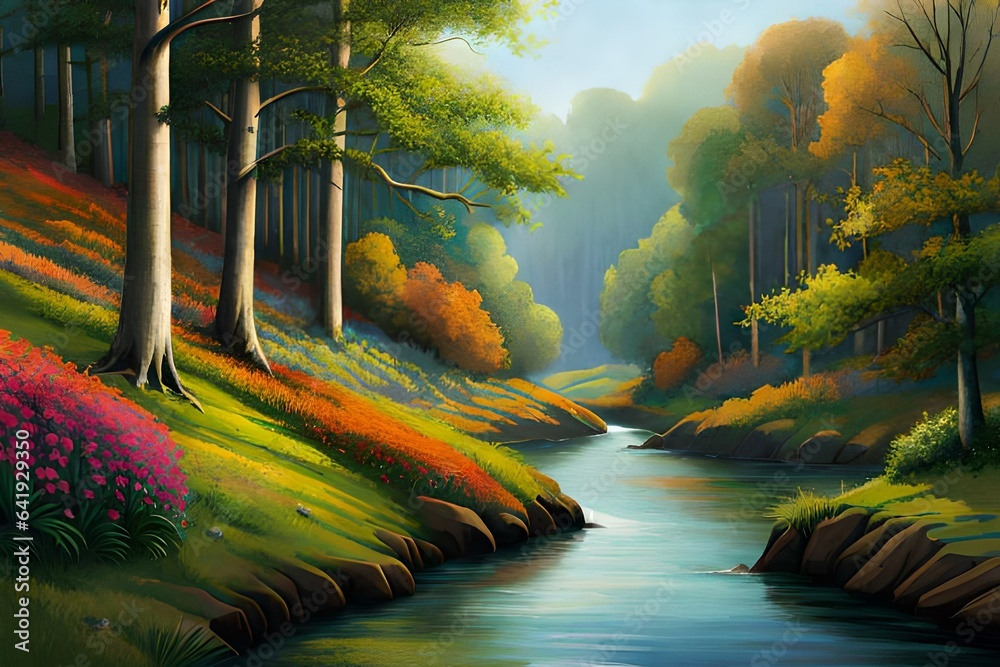 A symphony of birdsong resonates among the vibrant foliage, capturing the essence of life in the 