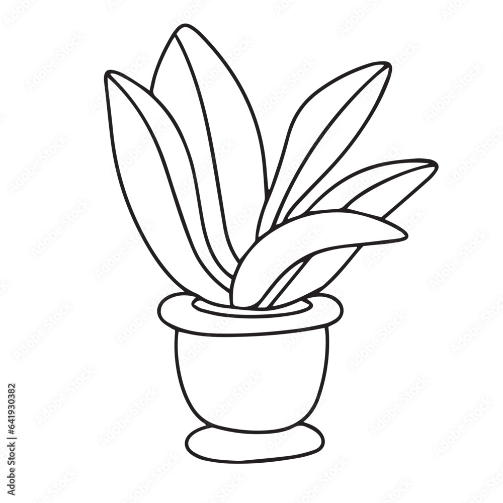 Houseplant outline. Doodle houseplant isolated on white background. Vector illustration. Houseplant outline. Doodle houseplant isolated on white background. Vector illustration.
