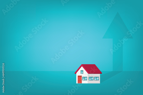 Housing price rising up. Real estate or house price rising. Homes increasing in value.