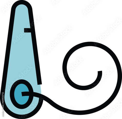 Sewing needle icon outline vector. Art craft. Class hobby color flat