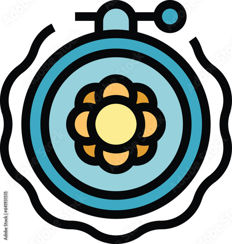 Creative embroidery icon outline vector. Art workshop. Fabric studio color flat