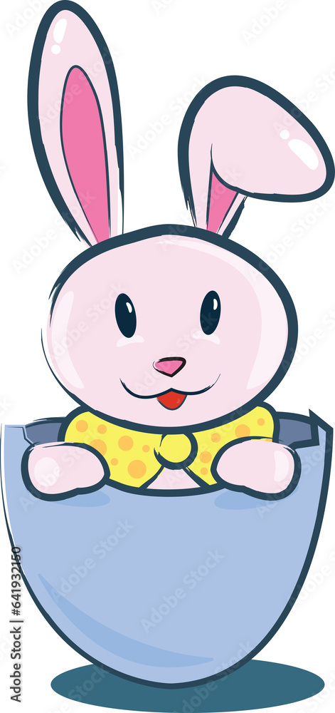 Obraz premium Digital png illustration of smiling rabbit in egg on transparent background