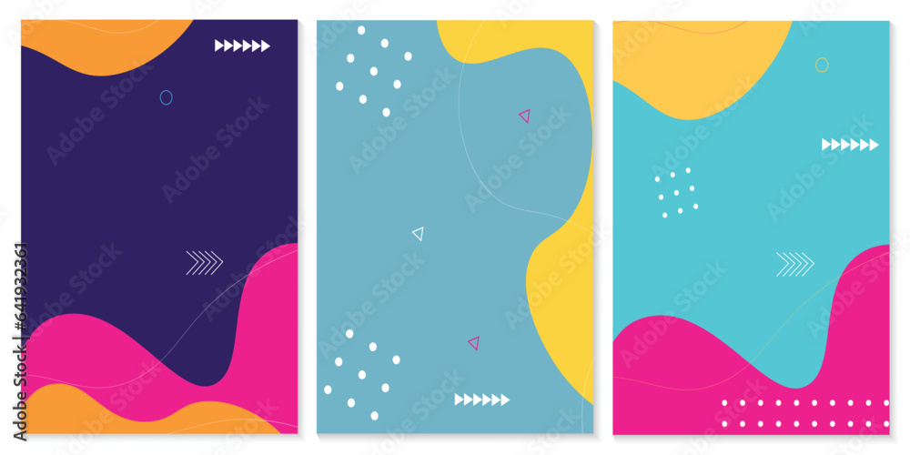 Set of minimalist hand drawn fluid shapes background Design templates layouts for banners flyers