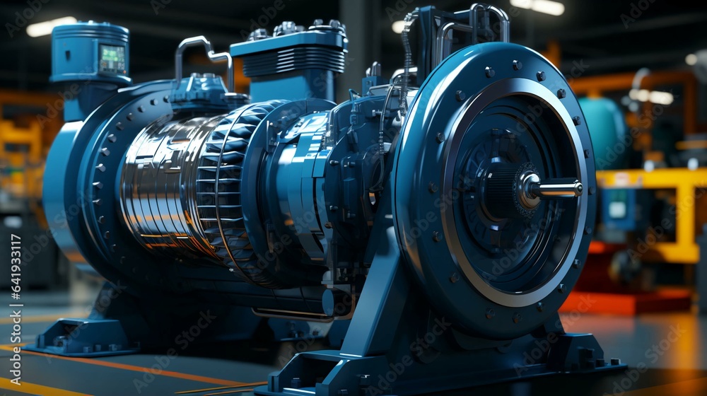 Liquid transfer pump with asynchronous electric motor, modern chemical industrial equipment in an oil refinery petrochemical plant. AI generated Liquid transfer pump with asynchronous electric motor, modern chemical industrial equipment in an oil refinery petrochemical plant. AI generated
