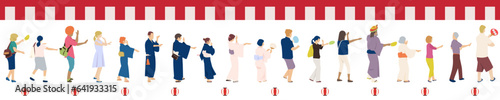 多国籍な盆踊りに参加する人たち