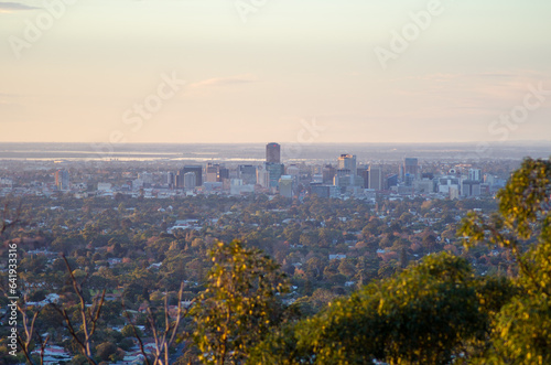 Sunset view of Adelaide City skyline in 2013.