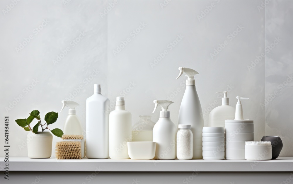 Cutting-edge detergent containers in a clean, white finish, perfect for your personalized labels. Cutting-edge detergent containers in a clean, white finish, perfect for your personalized labels.