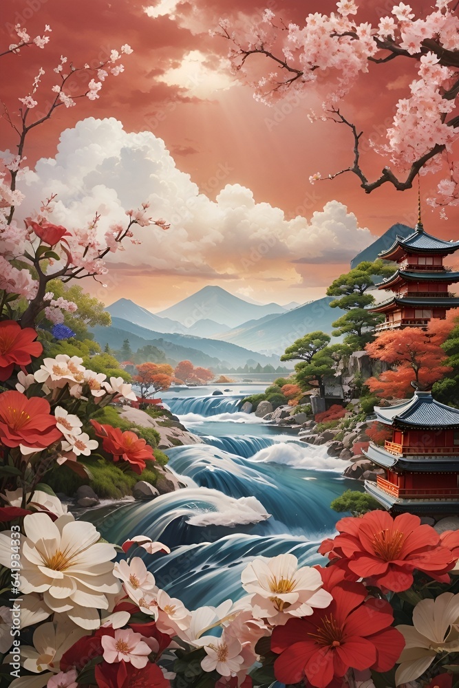 和の心、自然の美しさ、日本の風景「AI生成画像」
