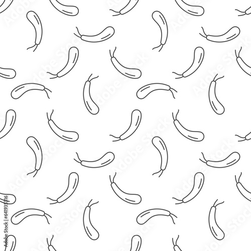 Spirillum vector Gram negative bacteria outline seamless pattern