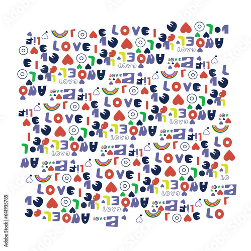 ): love heart all over print vector art