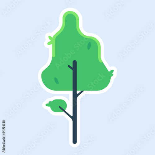Tree simple vector sticker illustration. Green tree simple minimalist illustration. Cute tree illustration for kids.   © Serfus