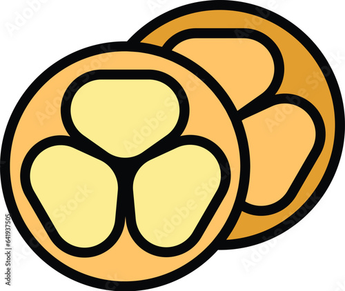 Cutted fruit icon outline vector. Baked dish. Food meat color flat