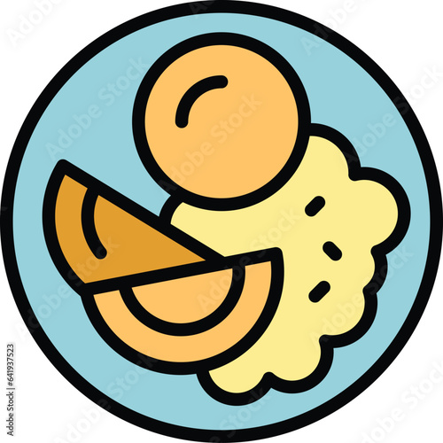 Baked food icon outline vector. Cooked meat. Bean bread color flat