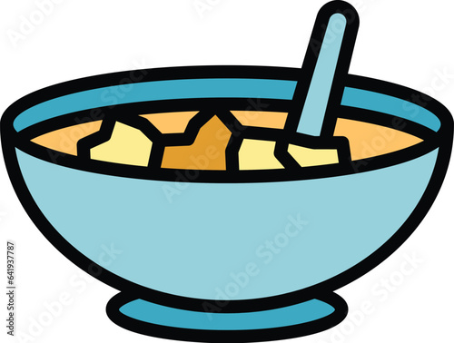 Brazilian salad icon outline vector. Food meat. Cooked vegetable color flat