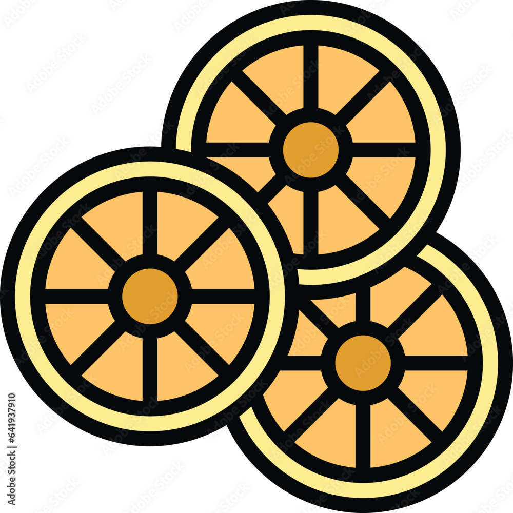 Cutted fruit icon outline vector. Food brazilian. Meat cooked color flat Cutted fruit icon outline vector. Food brazilian. Meat cooked color flat