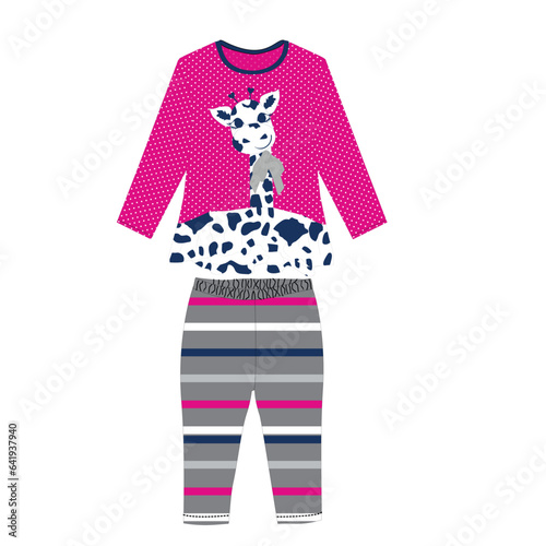 GIRAFFE PRINT FROCKS WITH PANT VECTOR  PRINT