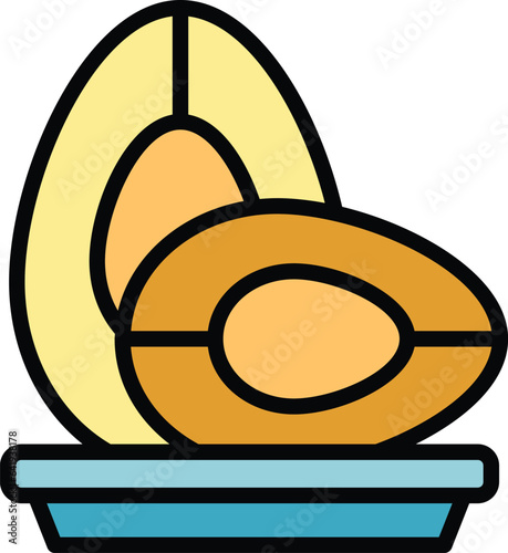 Avocado fruit icon outline vector. Dish baked. Food baked color flat