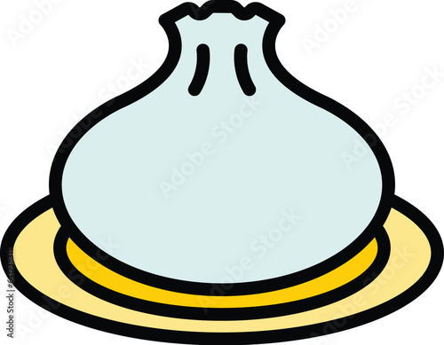 Dumpling baozi icon outline vector. Bun food. Bao dimsum color flat