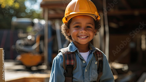 Kid with construction worker cap