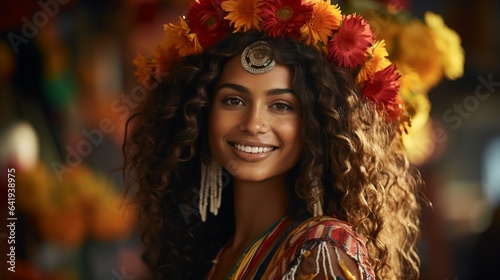 Ethnic cultural woman smile