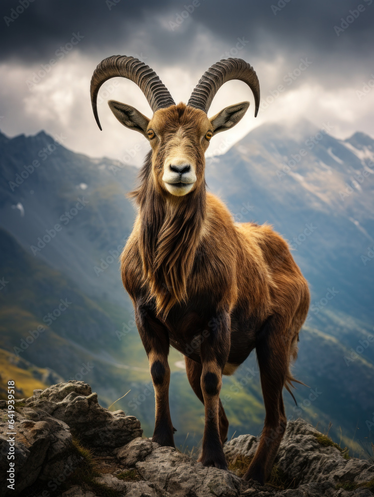 Obraz premium Ibex in its Natural Habitat, Wildlife Photography, Generative AI